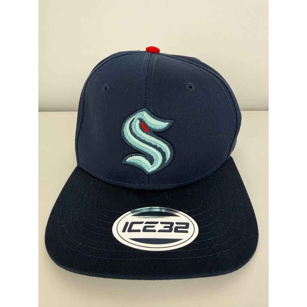 NWT ICE32 Youth NHL Hockey Seattle Kraken Snapback 100% Cotton Blue Baseball Cap